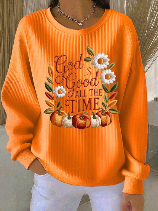 Women's Casual Autumn Faith Textured Sweatshirt
