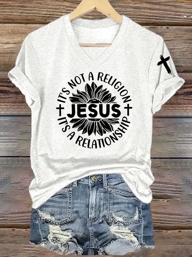 Women's Casual Retro Faith Print T-Shirt
