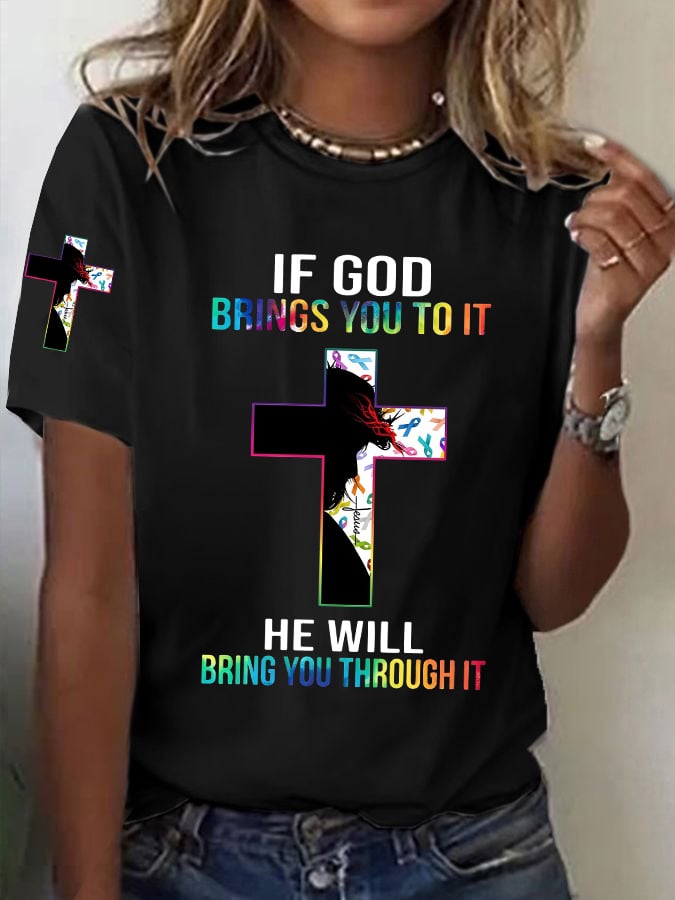 Women's Casual Christian Faith Graphic Printed Round Neck Short Sleeve T-Shirt