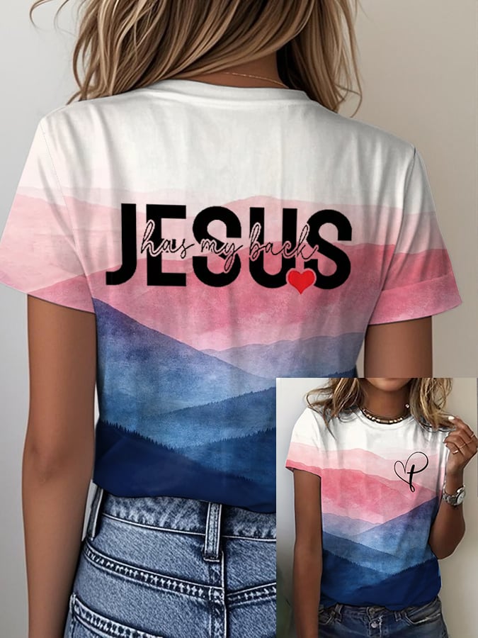 Women's Jesus has my back Print T-Shirt