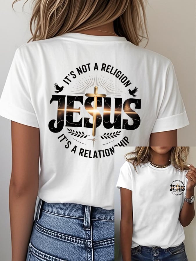 Women's Casual Retro Faith Print T-Shirt