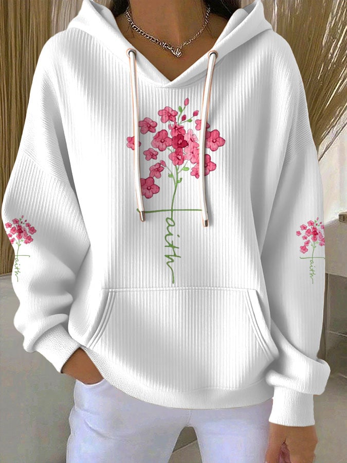 Women's Faith Print Casual Hoodie