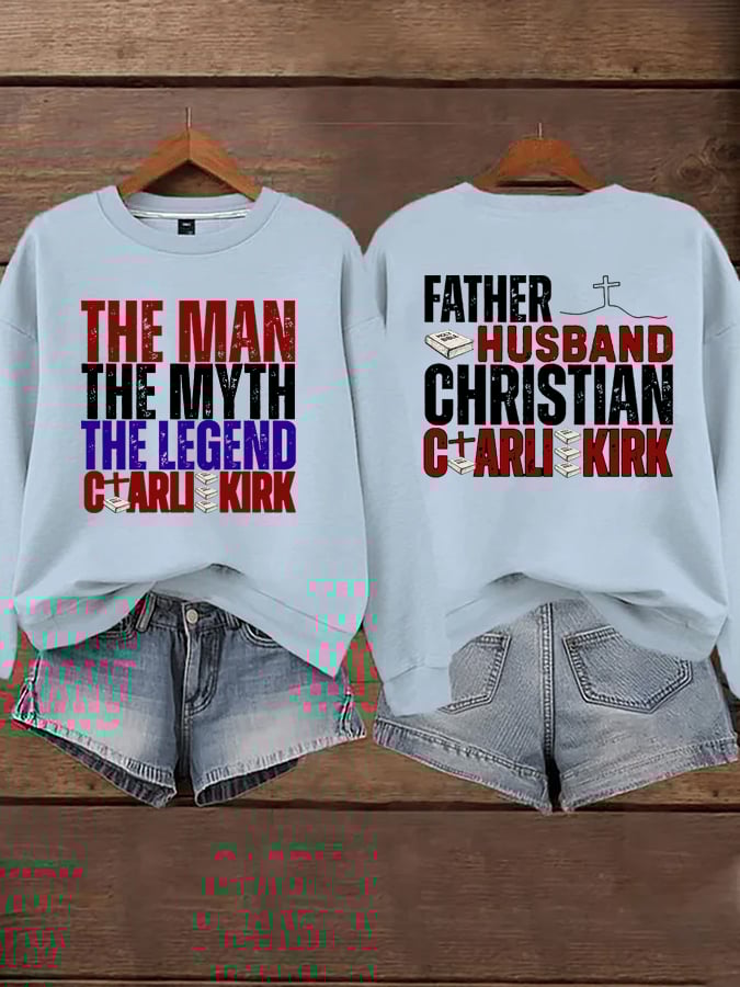 Women's Retro Father Husband Christian The Man The Myth The Legend Printed Sweatshirt