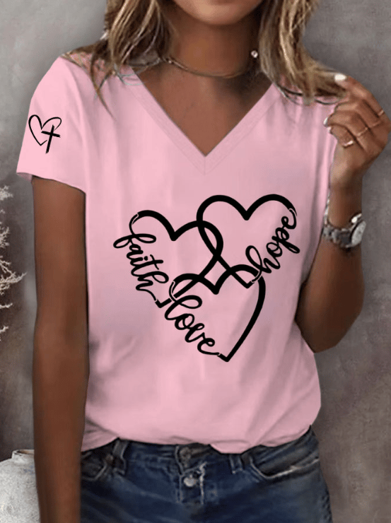 Women's Faith Hope Love Print T-Shirt