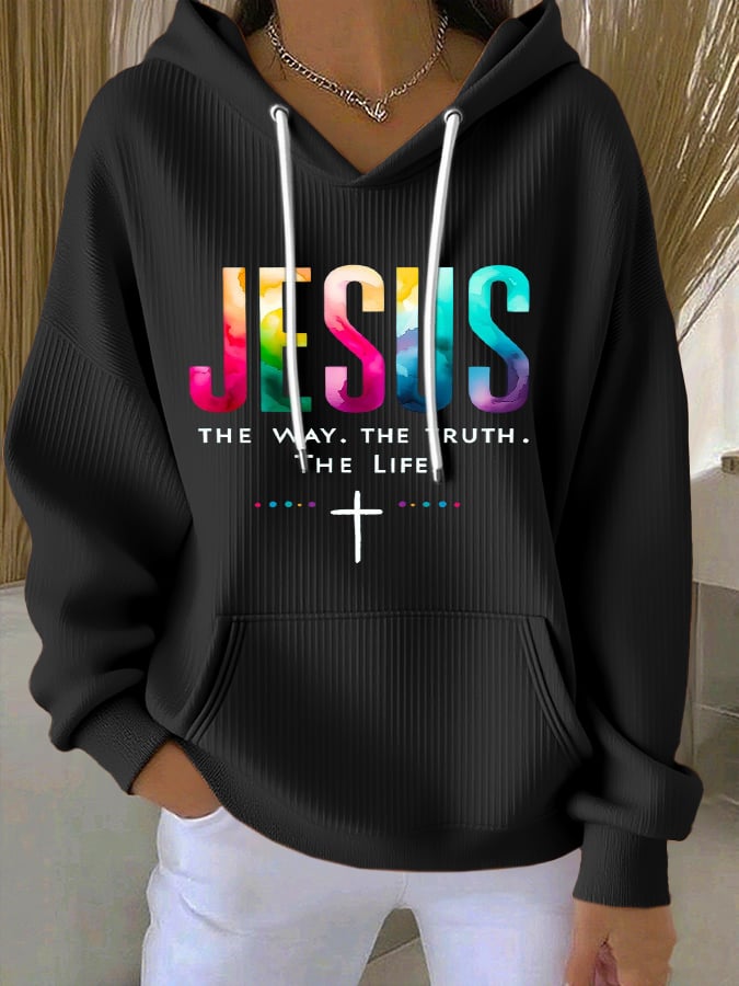 Women's Casual Faith The Way The Truth The Life Ribbed Hoodie