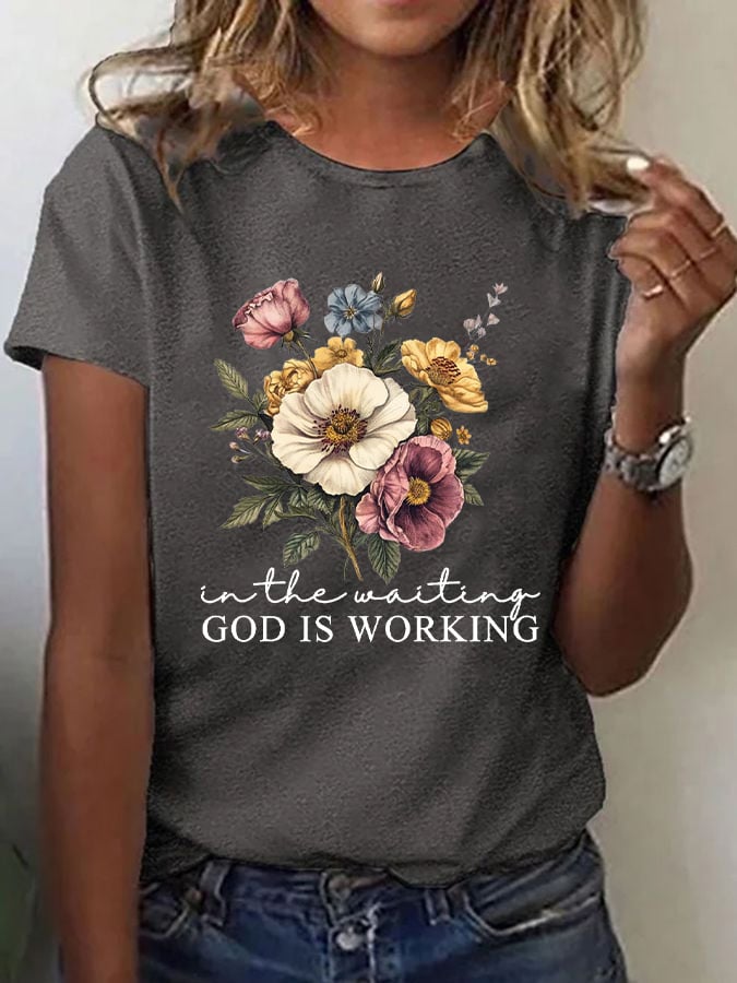 Women's Casual Christian Faith Graphic Printed Round Neck Short Sleeve T-Shirt