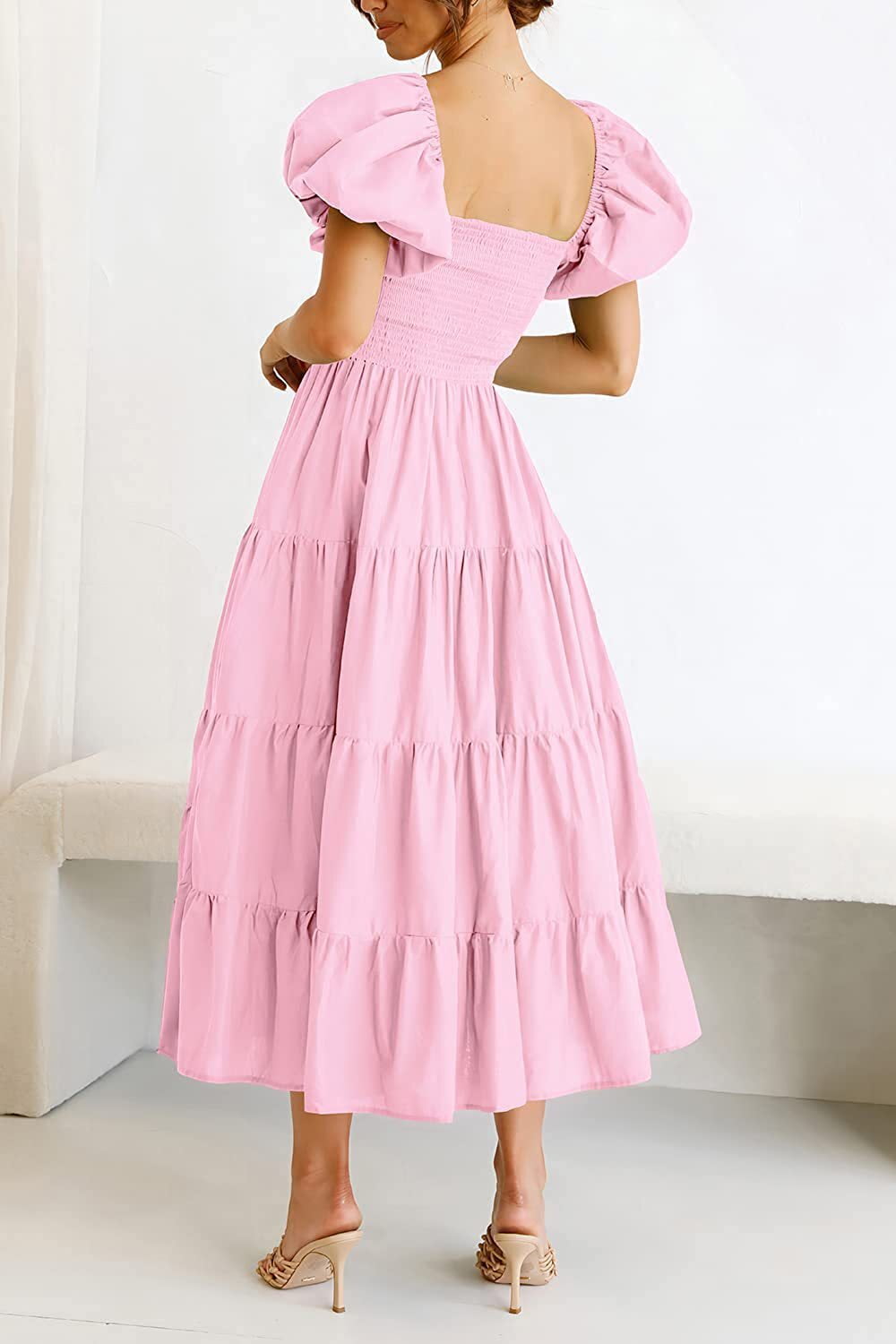 Smocked Puff Sleeve Summer Dress