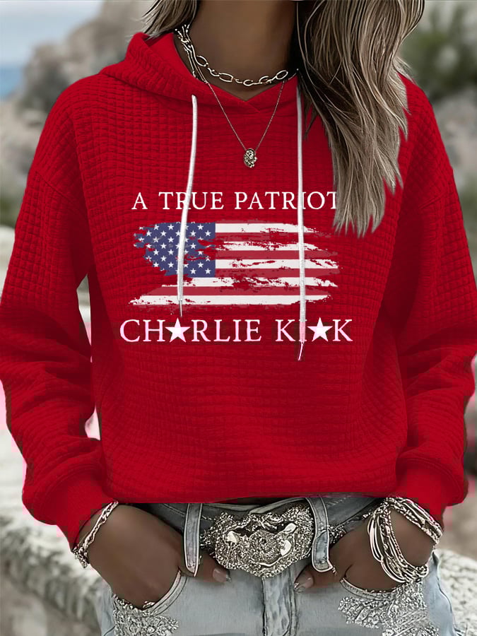 Women's Freedom American Flag Print Casual Hoodie