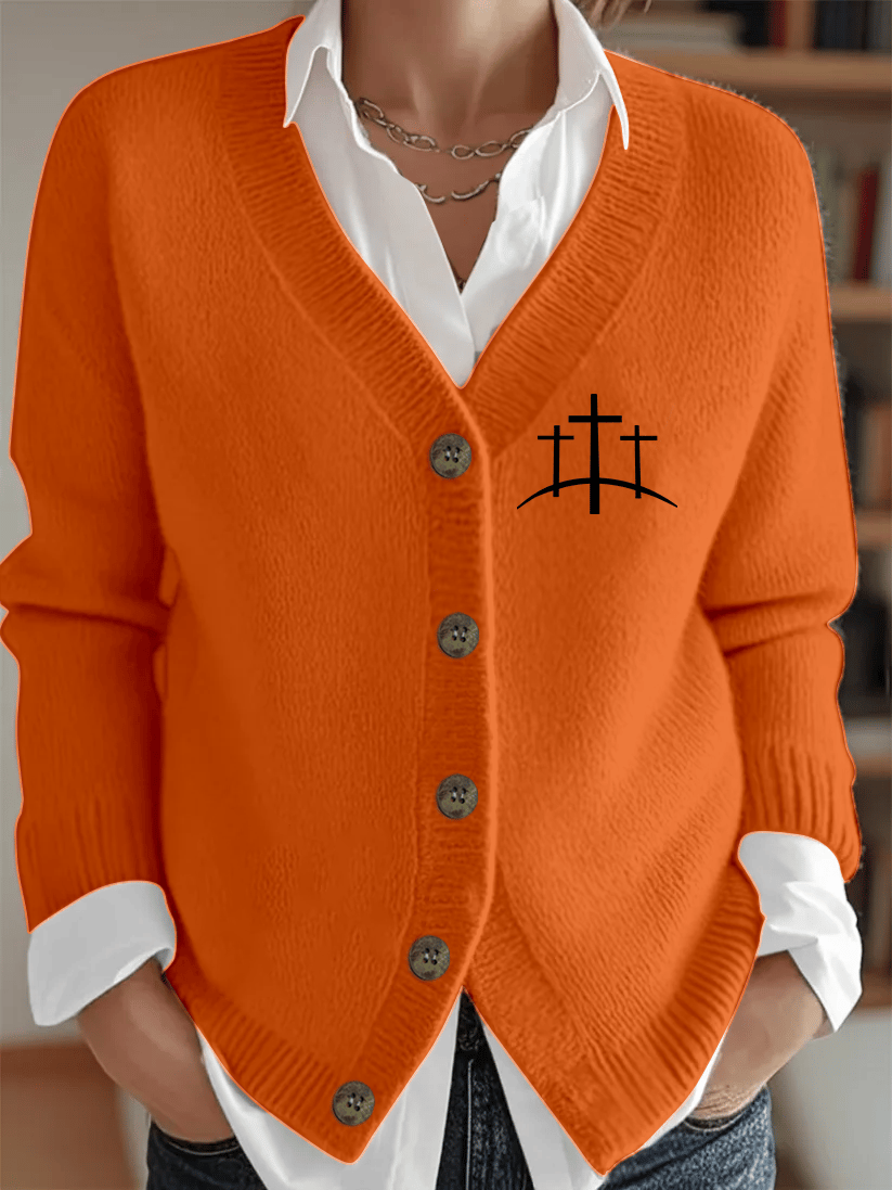Women's Faith Heat Transfer Sweater Cardigan