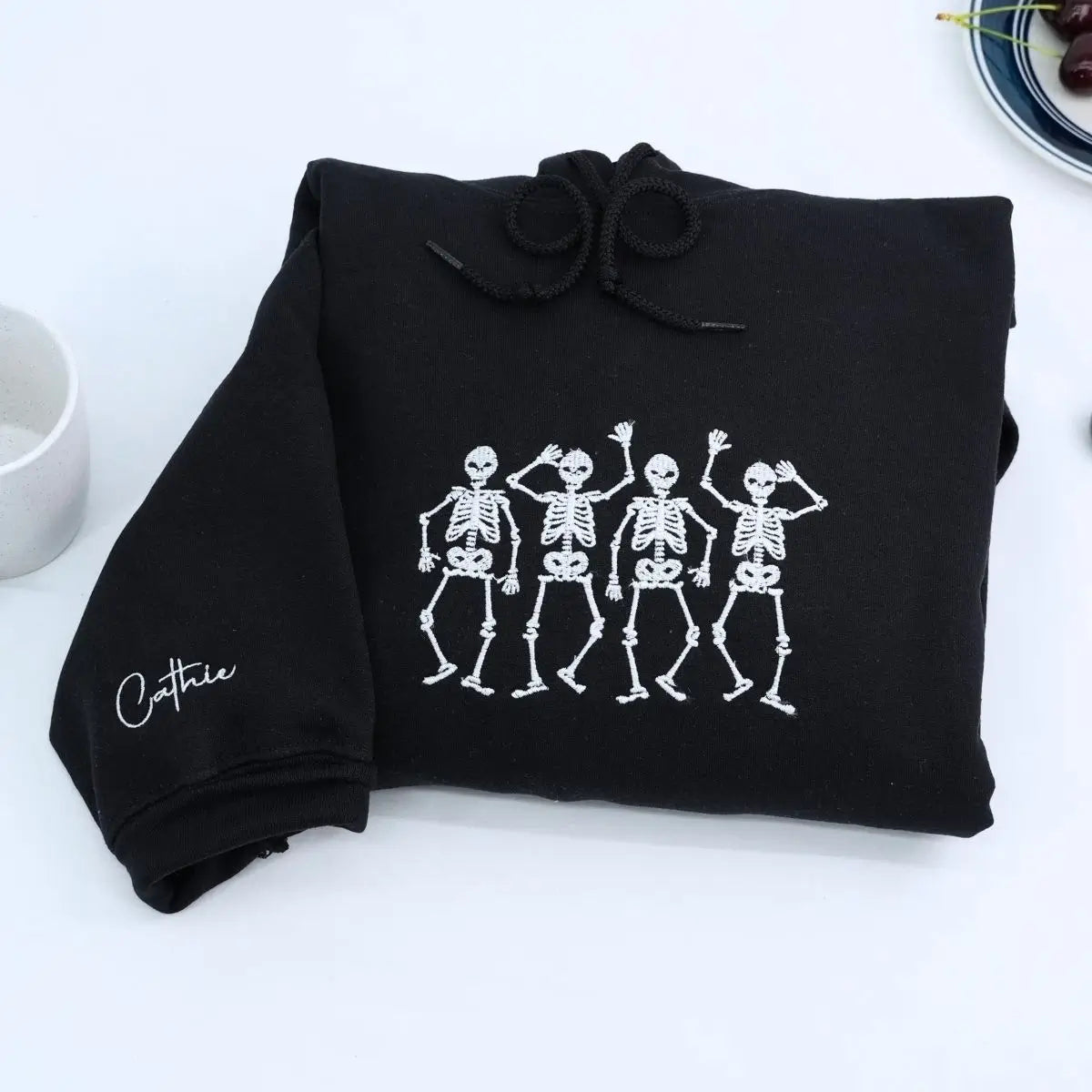 Embroidered Dancing Skeletons Sweatshirt