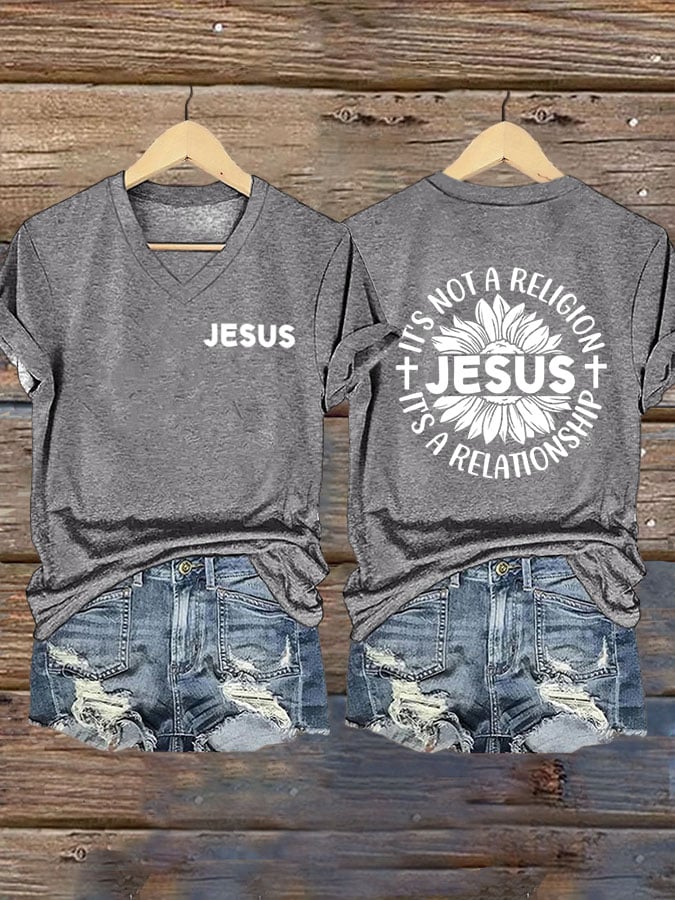 Women's It's Not A Religion It's A Relationship Printed T-Shirt