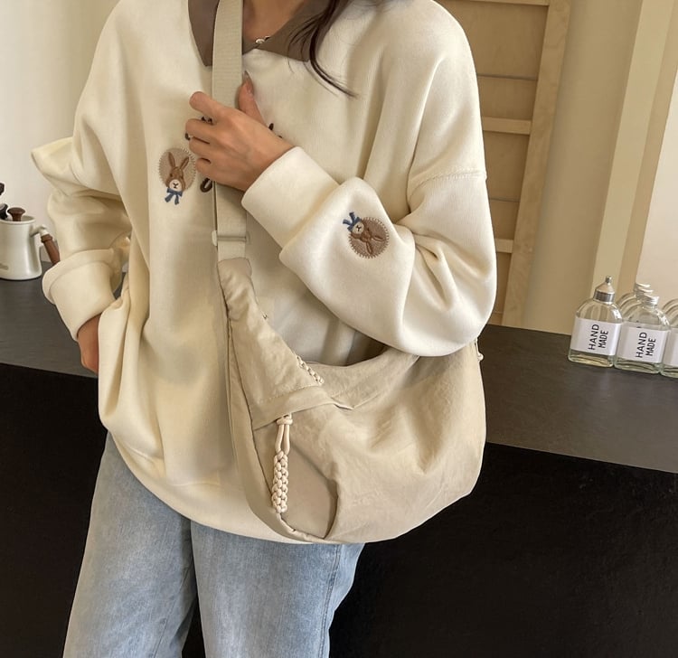 Designer Direct Sales👜Women's Fashion Plain Color Nylon Crossbody Hobo Bag