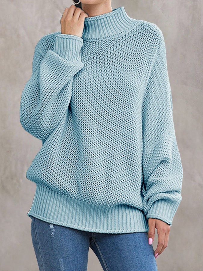 Women'S Loose Solid Color Casual Pullover Sweater