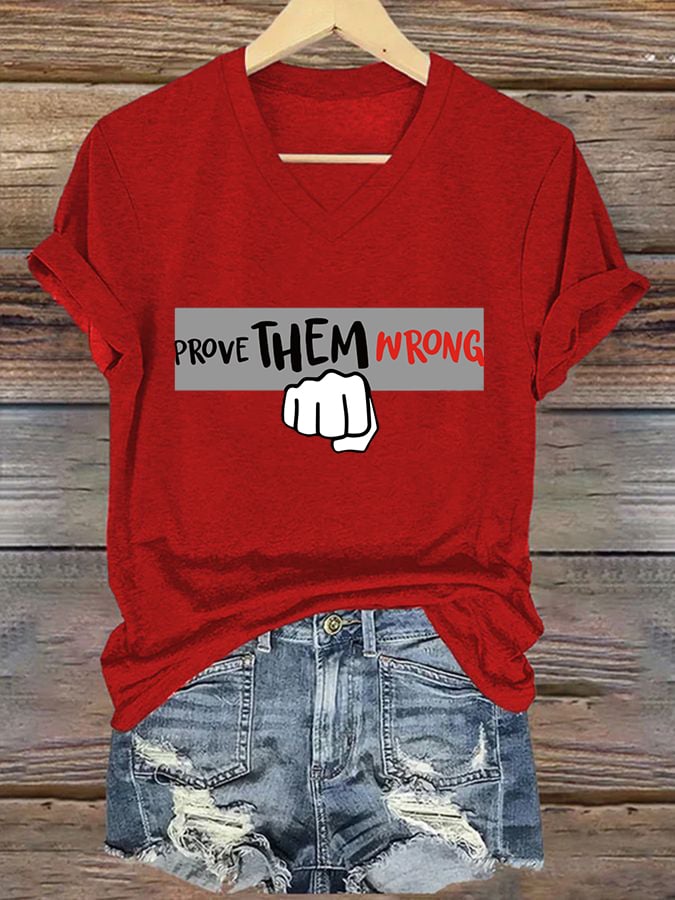 Women's Commemorative Print V Neck T-shirt