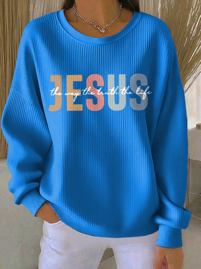 Women's Casual Faith Textured Sweatshirt