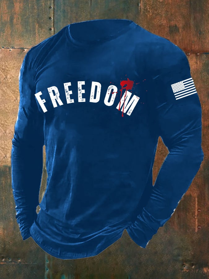 Men's Freedom Printed Round Neck T-Shirt