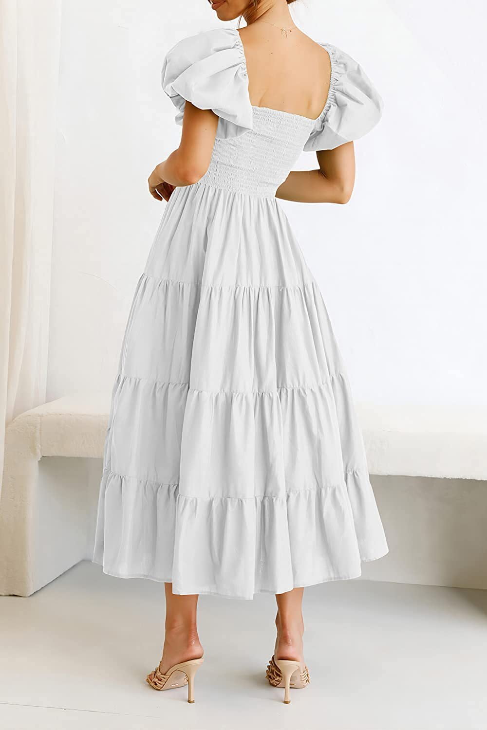 Smocked Puff Sleeve Summer Dress