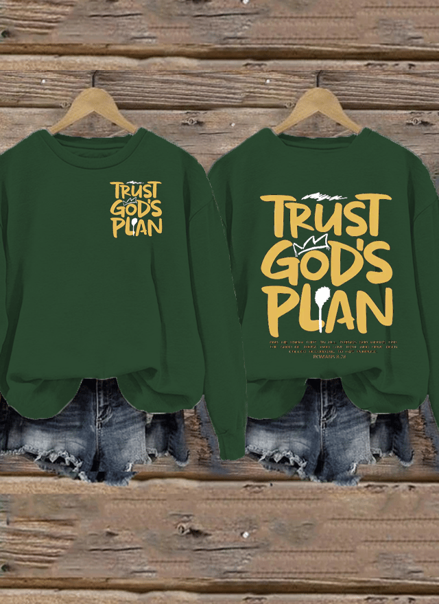 Women's Casual Believe in God's Plan Christian Print Sweatshirt