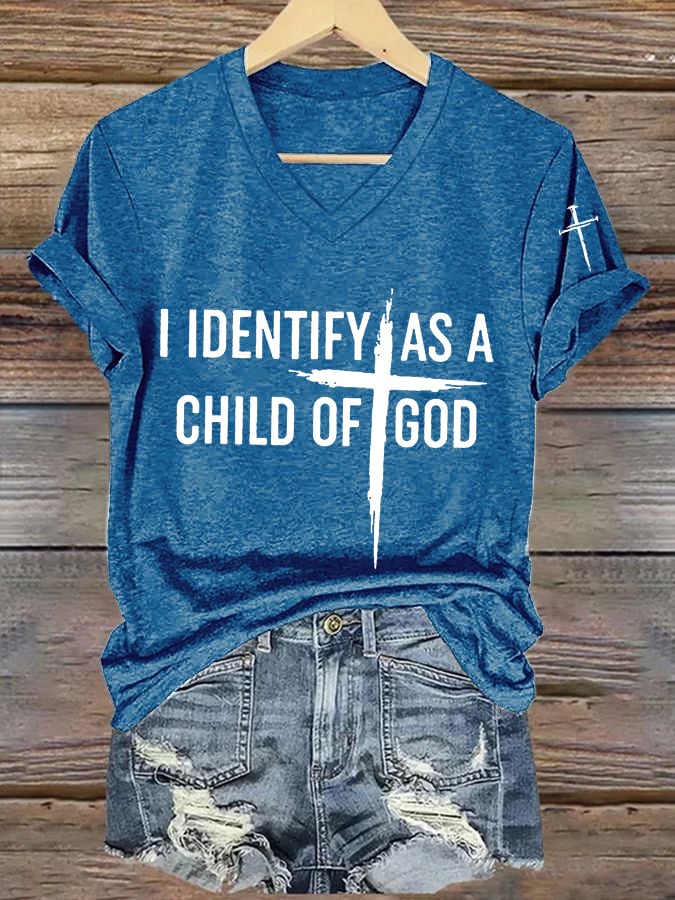Women's I Identify As A Child Of God Print Casual T-Shirt