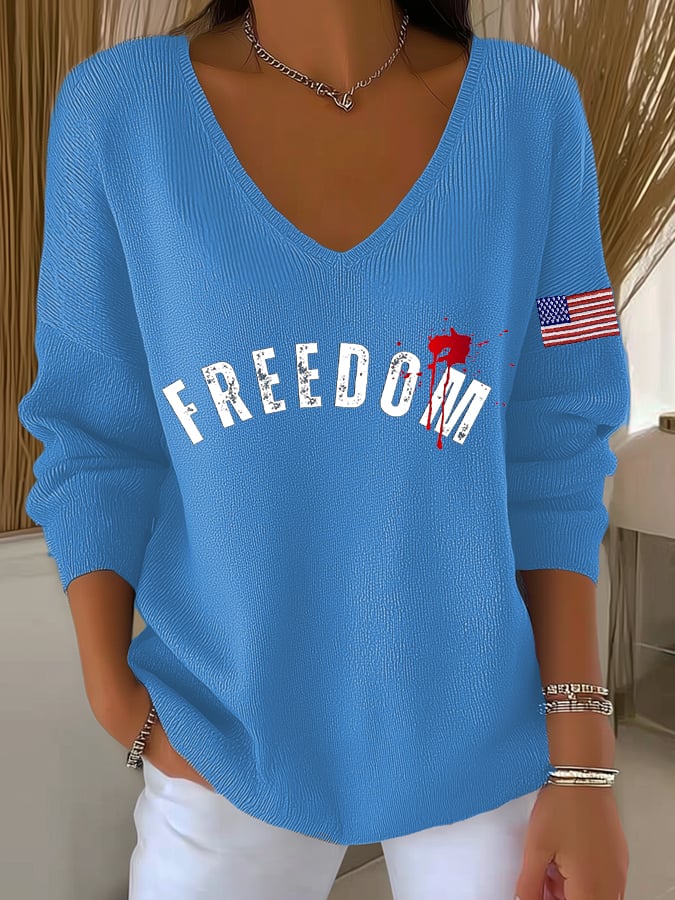 Women's Freedom Print Long Sleeve Top