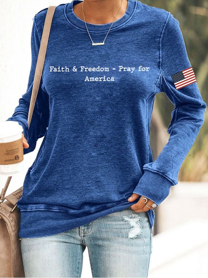 Women's Faith&Freedom Pray for America Print Sweatshirt