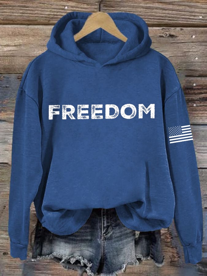 Women's freedom Print Casual Hoodie Sweatshirt