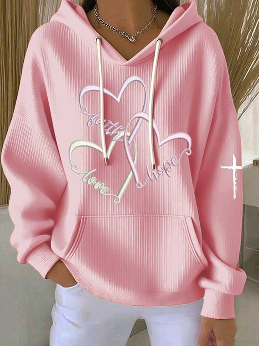 Women's Faith Print Casual Hooded Sweatshirt