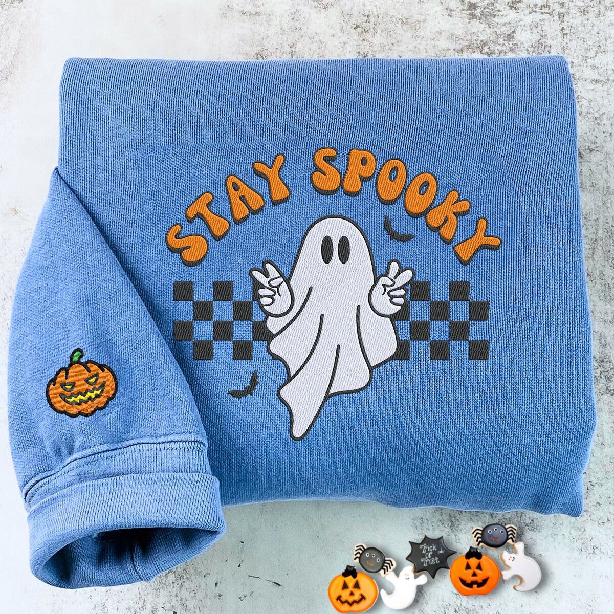 Embroidered Ghost Stay Spooky Halloween T-Shirt or Sweatshirt