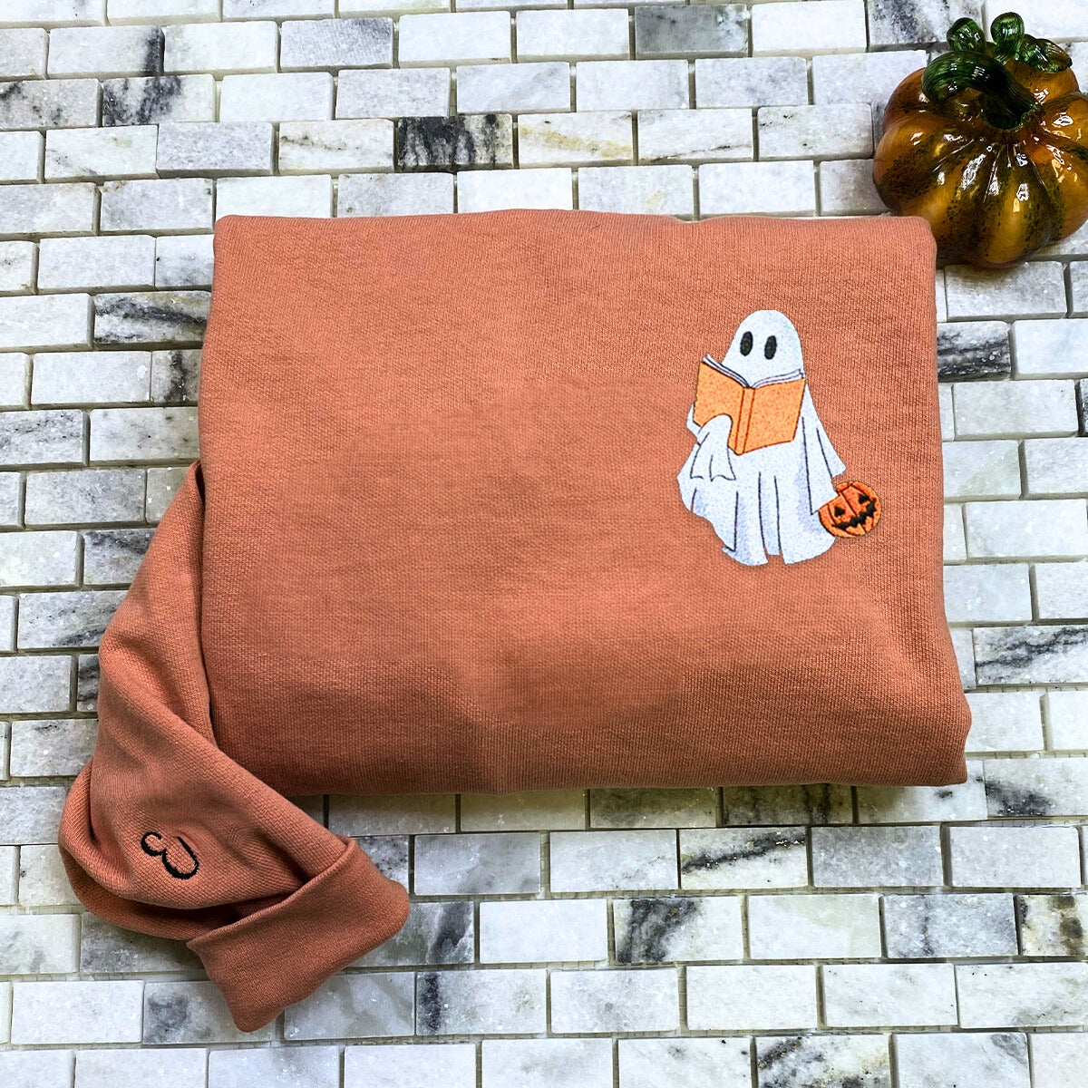 Embroidered Halloween Ghost Book Lover T-Shirt or Sweatshirt